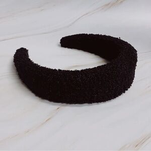 Teddy Cozy Fuzzy Headband Black Plush Soft Winter Hair Accessory NWT
